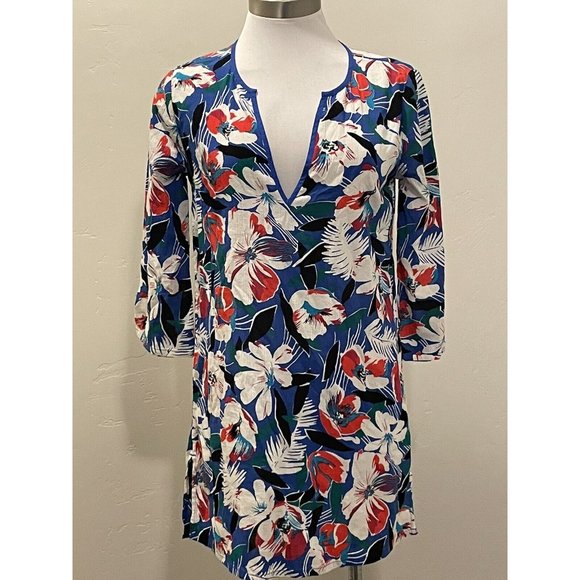 NWT J CREW Tissue Tunic Shirt Cover-up Style C2343 Floral Aloha Size XS‎ - Picture 1 of 4